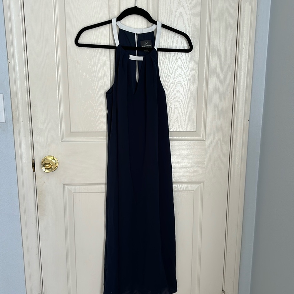 Blue and white combination summer long dress with flowing design